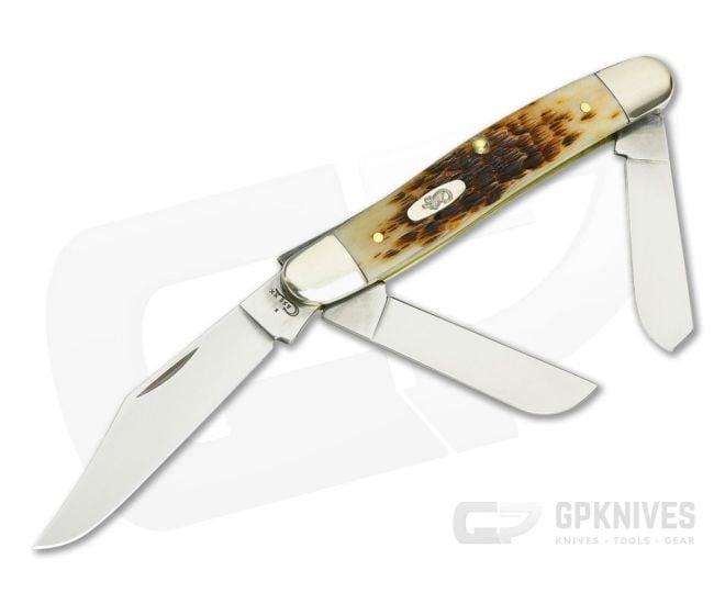 Case Amber Bone Peach Seed Jig Stockman 00128 - CA-00128