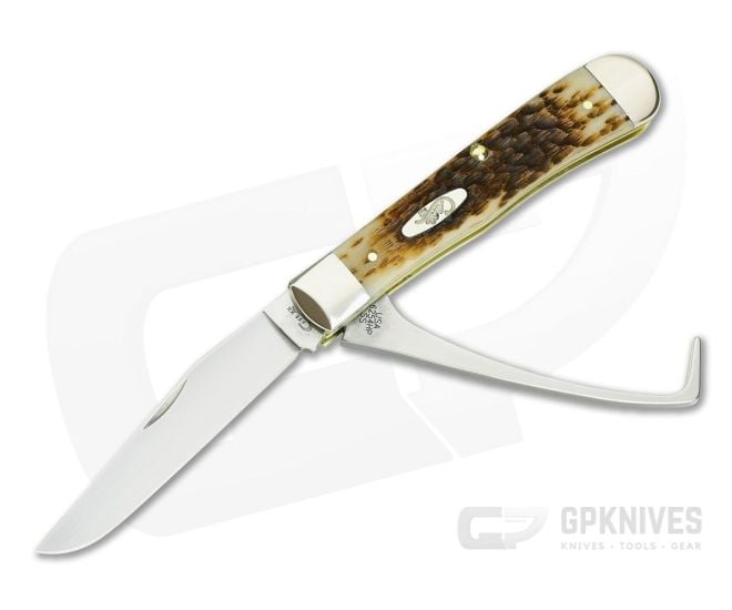 Case Amber Bone Peach Seed Jig 00144 Equestrian's Knife For Sale