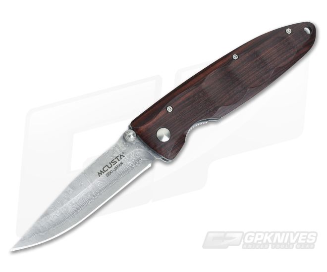 MCusta Basic Folder Rosewood & Damascus with Clip - MC-0014DR
