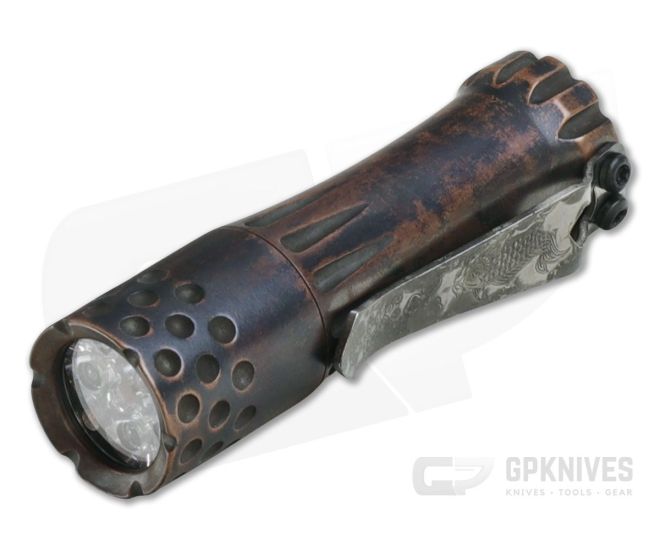 Laulima Metal Craft Malihini Flashlight Copper Patina Steel Flame Koi Clip 4000K - LMC-001