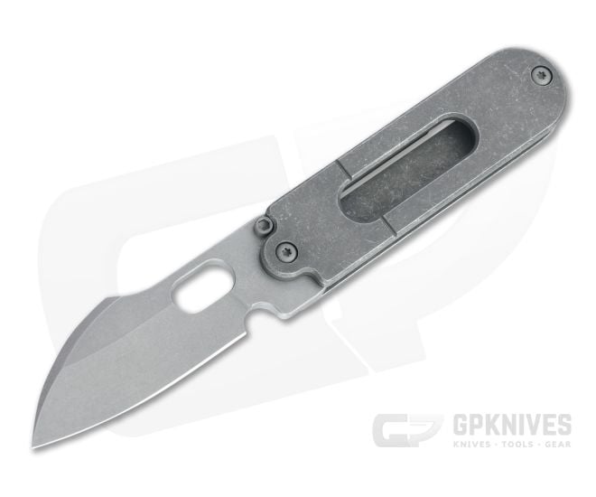 Serge Knife Co. Mid-Tech Bean Harpoon Acid Washed Nitro-V Titanium Slip Joint Top Flipper 002 - SKC-002