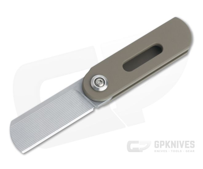 D Rocket Design Oval Half Moon Higonokami Bali M390 Smooth Tan Aluminum Folder 0020 - DRD-0020
