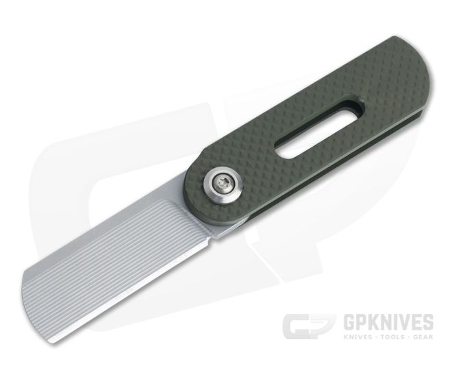 D Rocket Design Oval Half Moon Higonokami Bali M390 Textured Green Aluminum Folder 0021 - DRD-0021