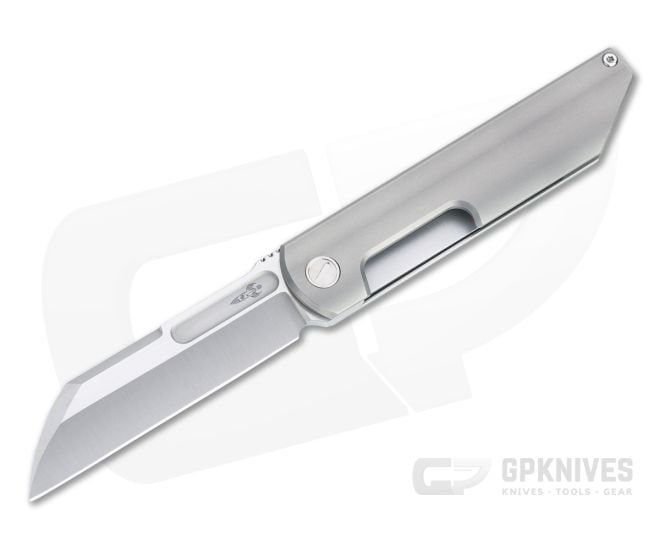 D Rocket Design Revenge Front Flipper Satin M390 Blasted Titanium Liner Lock Folder 0023 - DRD-0023