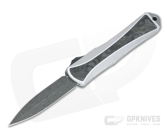 Heretic Custom Manticore-S D/E Vegas Forge Damascus Stainless Marbled Carbon Fiber OTF Automatic 002 - HRT-002