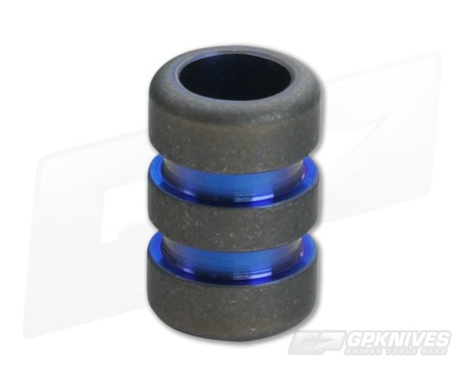 Ti Survival Titanium Lanyard Bead Grooved Stonewashed Blue Groove - TS-002