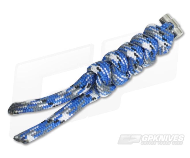 Chris Reeve Small Sebenza 21 Multicolored Knotted Lanyard Bucky Blue/Silver - CRK-0033