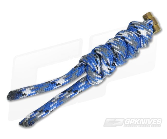 Chris Reeve Small Sebenza 21 Multicolored Knotted Lanyard Bucky Blue/Gold - CRK-0034