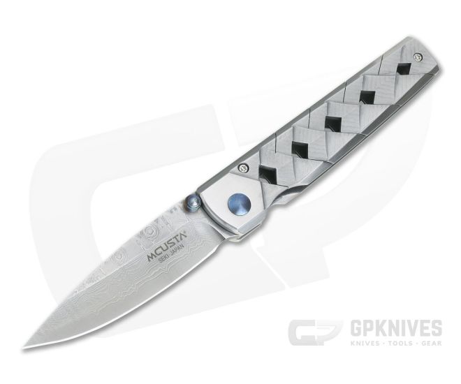 Mcusta Yoroi San Mai Damascus VG10 Basket Weave Damascus Handle Folder 0037D - MC-0037D