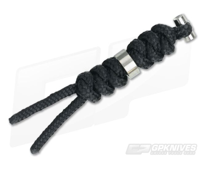 Chris Reeve Small Sebenza 21 Black Knotted Lanyard Silver Bead - CRK-0039
