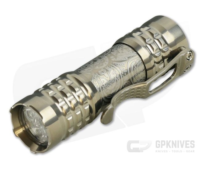 Ti2 Design / CWF Pele Custom Flashlight Tumbled Titanium Paisley 5000K - CWF-004