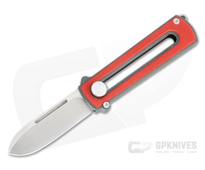 D Rocket Design Zr BarloX Stonewashed M390 Red G10 Zirconium Manual OTF Knife - DRD-0052