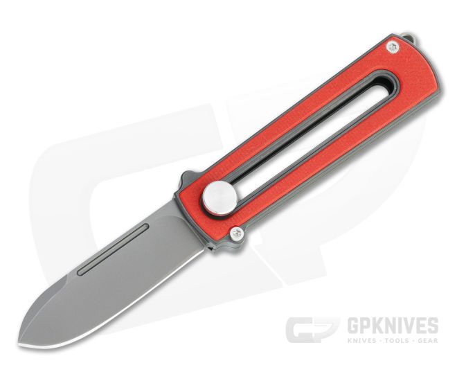 D Rocket Design Zr BarloX Black PVD M390 Red G10 Zirconium Manual OTF Knife - DRD-0053