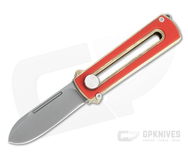 D Rocket Design Al Br BarloX Black PVD M390 Red G10 Al Bronze Manual OTF Knife - DRD-0059