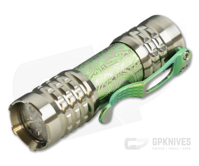 Ti2 Design / CWF Pele Custom Flashlight Titanium Green Paisley 5000K - CWF-005