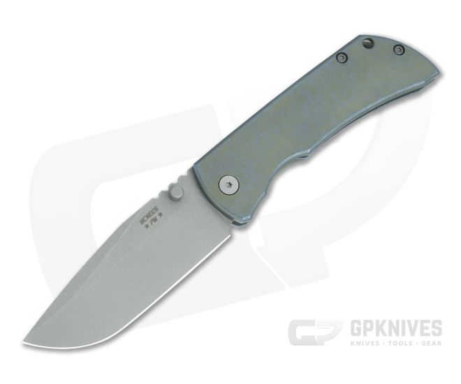 McNees Knives Mac 2 3.5" (GEN 2) Atomic Green and Blue Drop Point - MNK-005