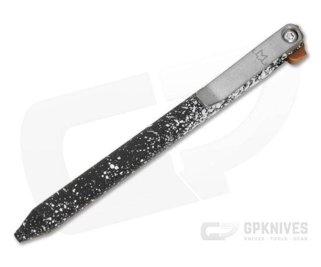 Maverick Customs Flipper Universal Pen Smooth Cerakote Aluminum White over Black Splatter Finish Butterscotch Micarta Flipper EDC Pen - MAV-006