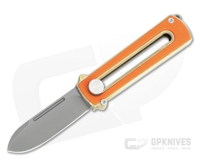 D Rocket Design Al Br BarloX Black PVD M390 Orange G10 Al Bronze Manual OTF Knife - DRD-0060
