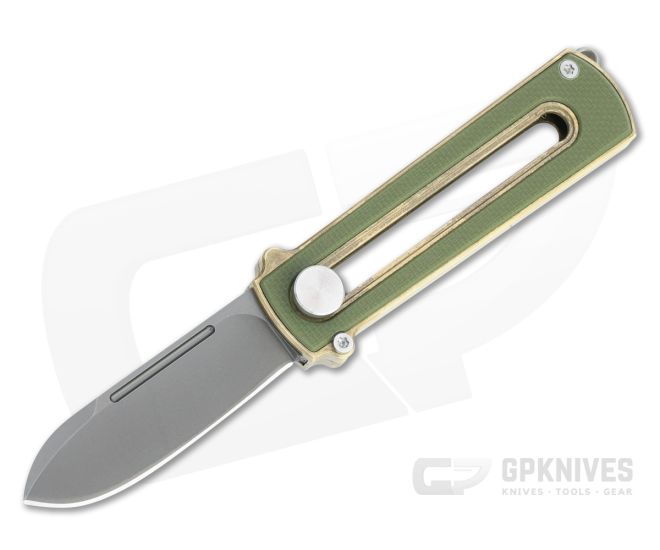 D Rocket Design Al Br BarloX Black PVD M390 Green G10 Al Bronze Manual OTF Knife - DRD-0061