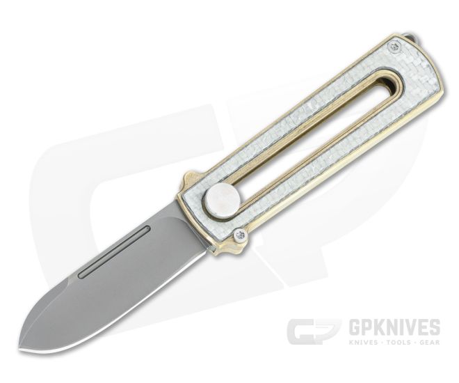 D Rocket Design Al Br BarloX Black PVD M390 Silver Carbon Fiber Al Bronze Manual OTF Knife - DRD-0063