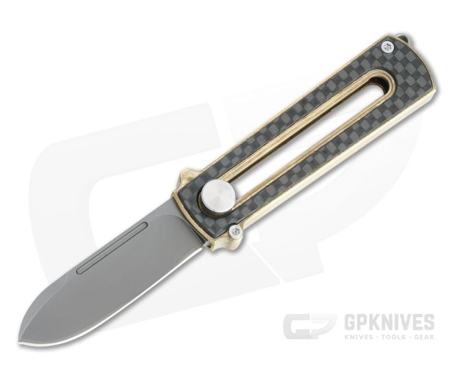 D Rocket Design Al Br BarloX Black PVD M390 Carbon Fiber Al Bronze Manual OTF Knife - DRD-0064