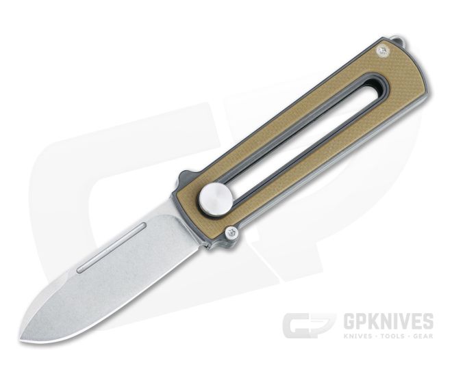 D Rocket Design Zr BarloX Stonewashed M390 Brown G10 Zirconium Manual OTF Knife - DRD-0065