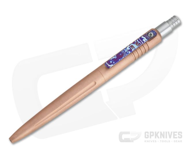 Pena Knives X-Series Click Pen Copper Mokuti Clip Black Ink Pen - PK-006