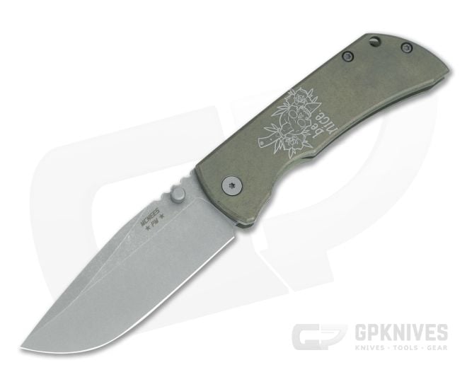 McNees Knives Mac 2 3.5" (GEN 2) Atomic Green and Bronze Be Nice Drop Point - MNK-006