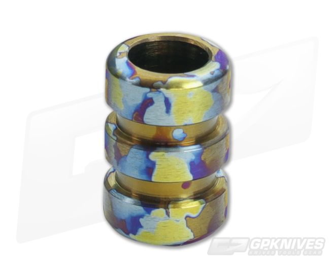 Ti Survival Titanium Lanyard Bead Grooved Polished Multi Blotch Anodized - TS-006
