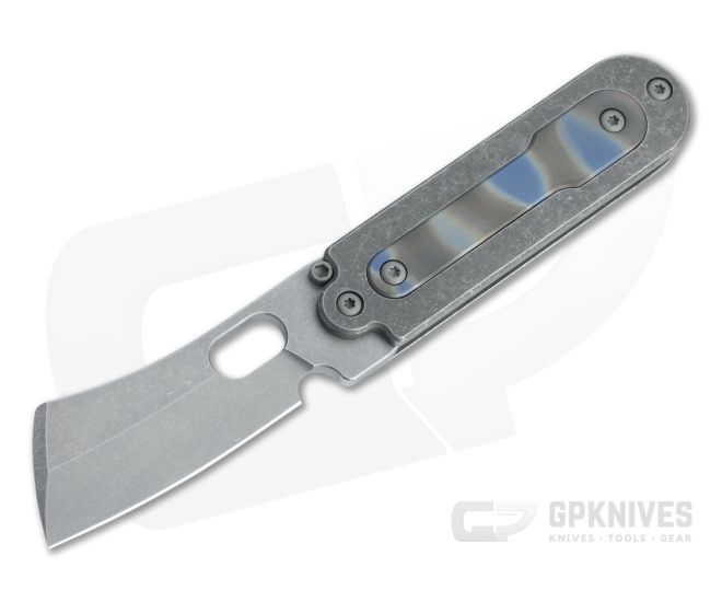 Serge Knife Co. Mid-Tech Bean Cleaver Acid Washed Nitro-V Flamed Titanium Inlay Slip Joint Top Flipper 007 - SKC-007