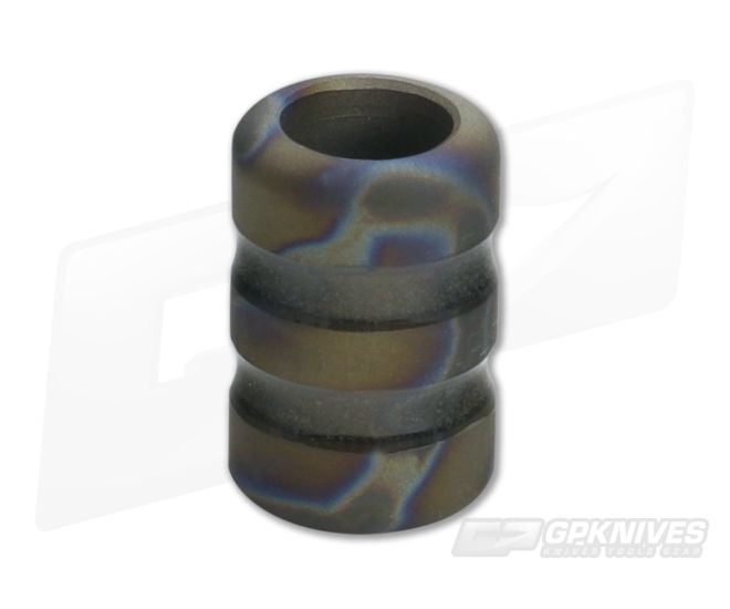 Ti Survival Titanium Lanyard Bead Glow Grooved Sandblasted Random Flame - TS-008
