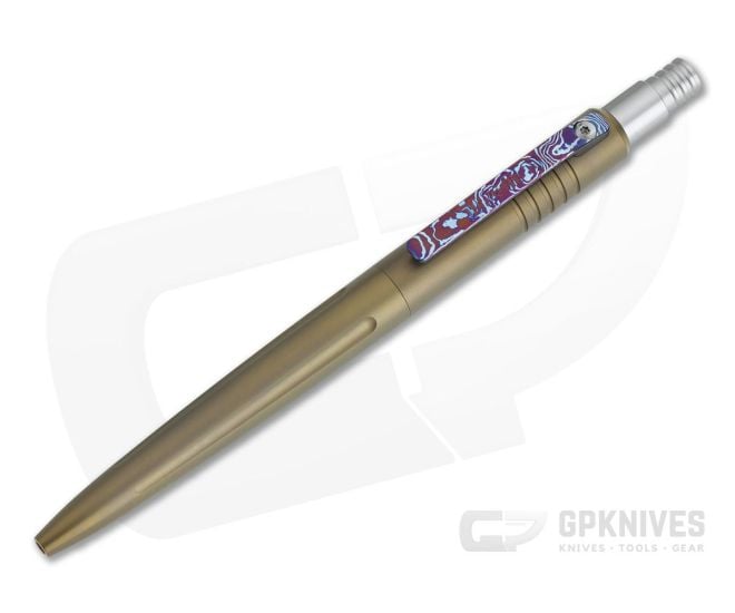 Pena Knives X-Series Click Pen Bronze Titanium Mokuti Clip Black Ink Pen - PK-008