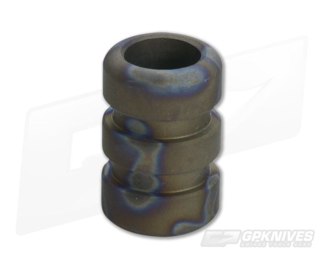 Ti Survival Titanium Lanyard Bead Grooved Sandblasted Random Flame Anodized - TS-009