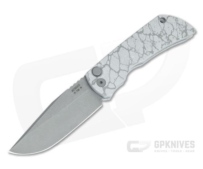 McNees Knives AutoMac Atomic Cracked Earth Aluminum Drop Point - MNK-009
