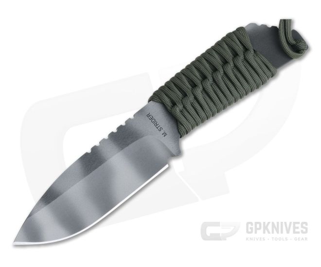 M. Strider Knives MFS Spear Point Tiger Stripe PSF27 Green Paracord - MSK-0100