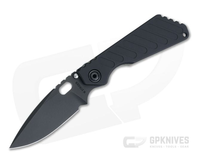 M. Strider Knives SnG Black PD#1 Spear Point Grooved Aluminum Flamed Titanium - MSK-0101