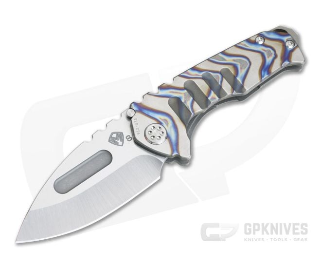 Medford Praetorian Genesis T Drop Point Tumbled S35VN Faced Flame Tiger Stripe Silver Ti Frame Lock Folder - MKT-010