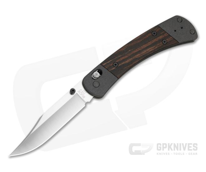 Buck 110 Folding Hunter Dark Gray Aluminum Macassar Ebony MagnaCut Crossbar Lock Knife (3.75" Blade) 0110BRS18 - BU-0110BRS18