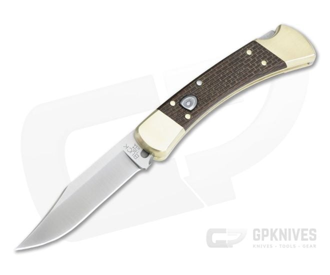 Buck 110 Automatic Elite Exclusive Burlap and Brushed Brass Serialized S30V Folder 0110BRSAGP - BU-0110BRSAGP