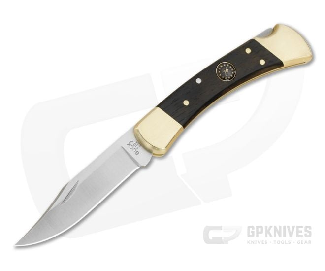 Buck 110 Folding Hunter USA 250th Anniversary Semiquincentennial Ebony and Brass 420HC Lockback Folding Knife (3.75") 0110BRSUSA1 - BU-0110BRSUSA1-B