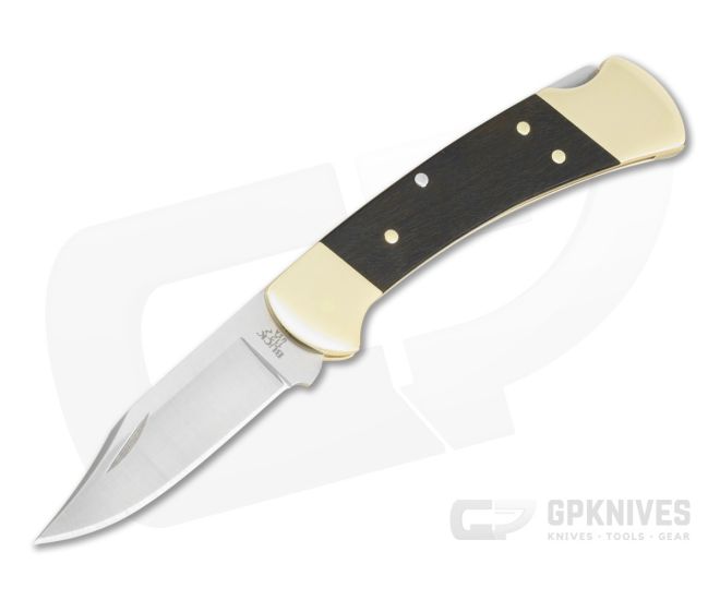 Buck 112 Slim Heritage Elite Brass Bolster Ebony Wood Magnacut Clip Point Lockback Folding Knife (4.25" Closed) 0112BRS19 - BU-0112BRS19