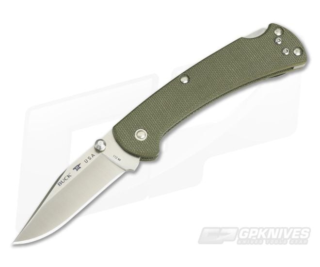 Buck 112 Slim Pro Ranger OD Green Canvas Micarta S30V Folding Lock Back 0112ODS6 - BU-0112ODS6