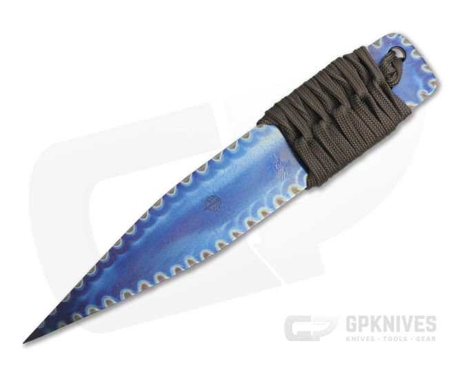 M. Strider Knives Flamed Titanium LM Nail WIDE 6.56" Cord Wrapped Fixed Blade - MSK-0113