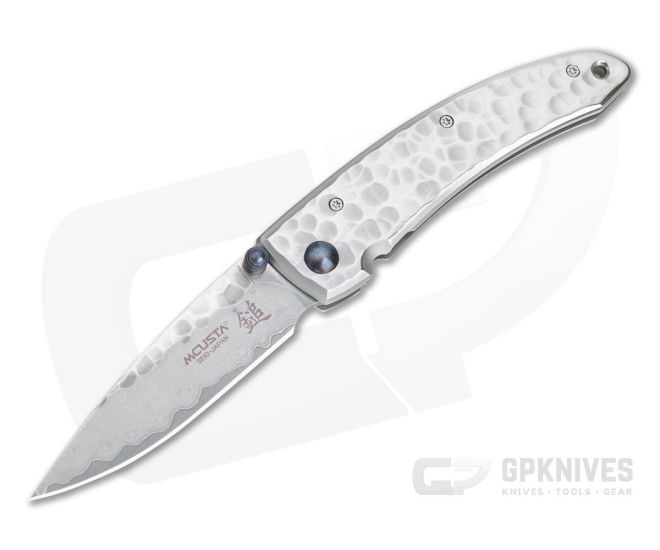 MCusta Tsuchi Small Hammered San Mai Damascus VG10 Frame Lock Folder 0113D - MC-0113D