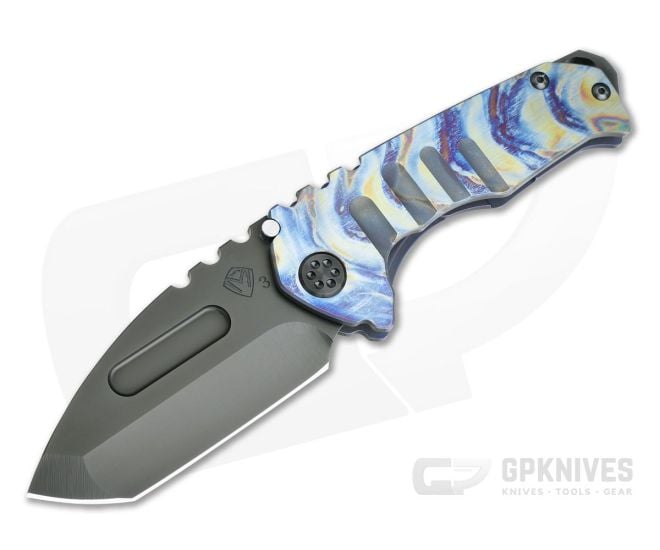 Medford Praetorian Genesis T Tanto PVD 3V Faced Flame Blues Titanium Frame Lock Folder - MKT-011