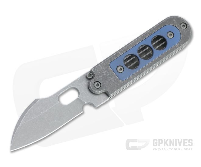Serge Knife Co. Bean Flipper Mid-Tech Harpoon Acid Washed Nitro-V Blue Window Titanium Slip Joint 011 - SKC-011