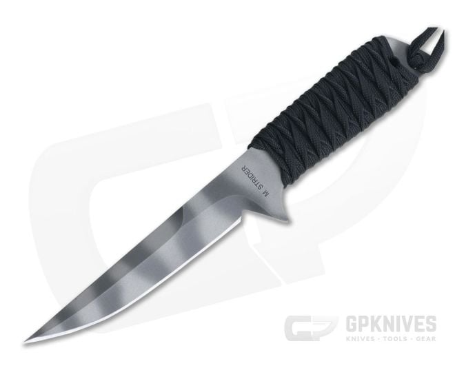 M. Strider Knives WP Hand Ground Trailing Point Tiger Stripe PSF27 Black Paracord - MSK-0122