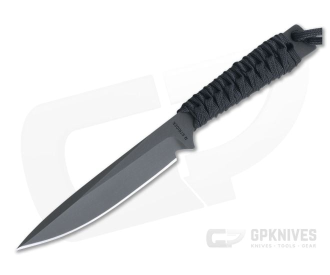 M. Strider Knives WP Hand Ground Spear Point Black PSF27 Black Paracord 0123 - MSK-0123