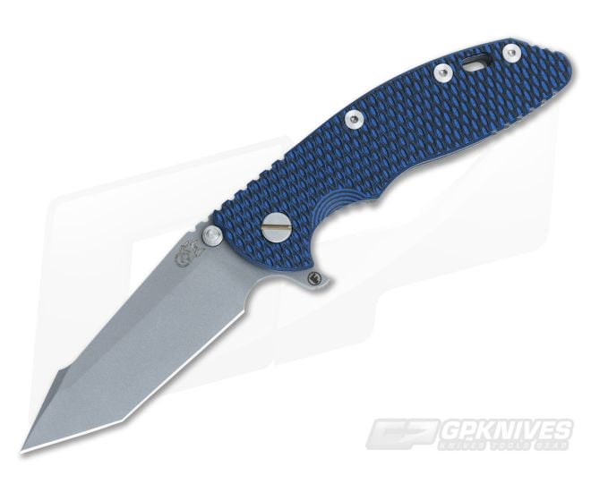 Hinderer Knives XM-18 3.5" Black-Blue Fatty Harpoon Tanto Working Finish #1 - HK-0125