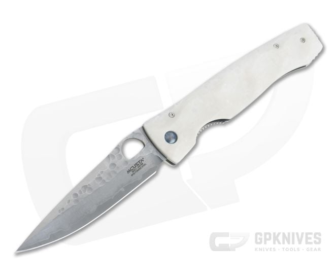 MCusta Tactility Elite White Corian SPG2 San Mai Liner Lock Folder 126G - MC-0126G
